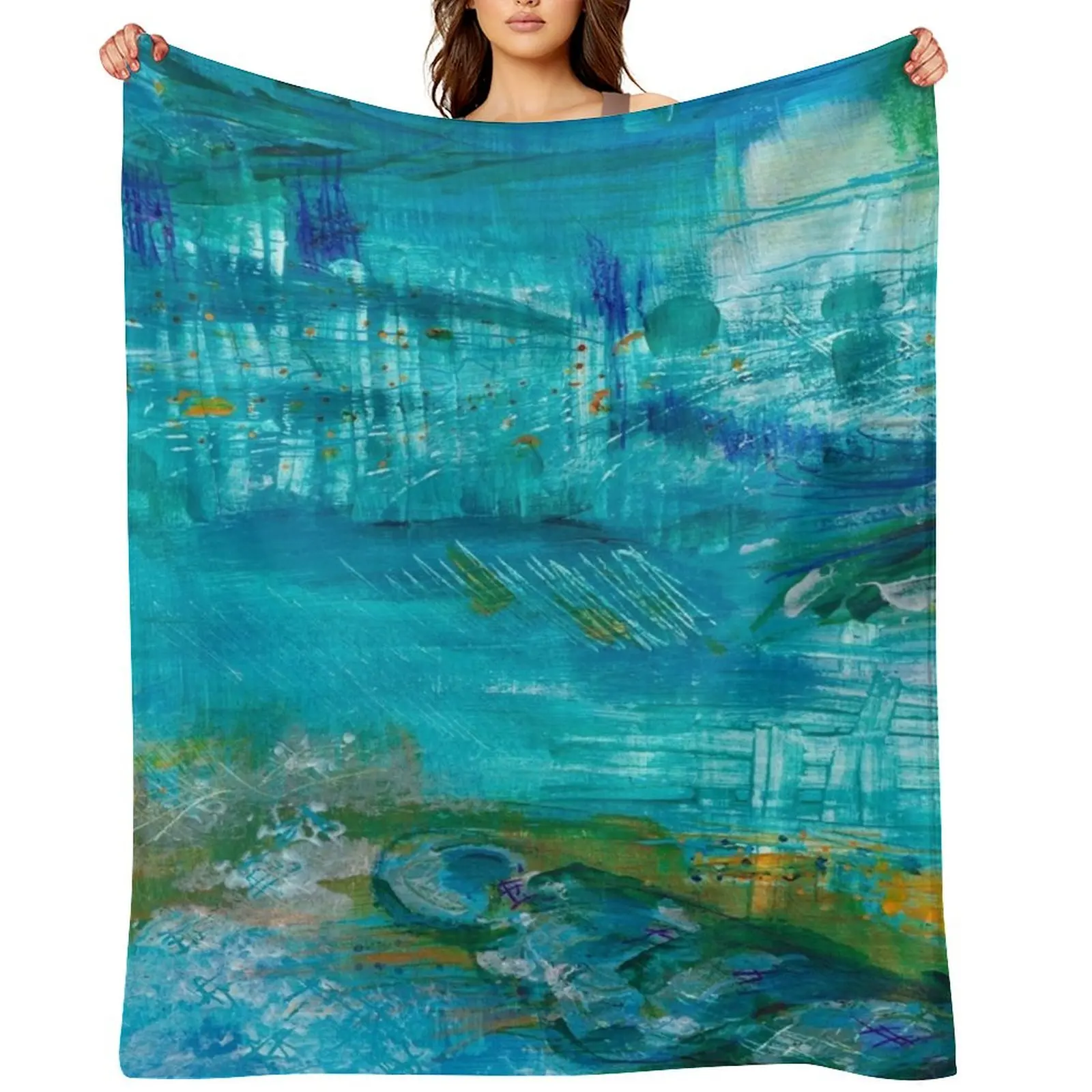 

Blue Waters Landscape Abstract Painting Throw Blanket Polar Giant Sofa Winter beds Retros Blankets