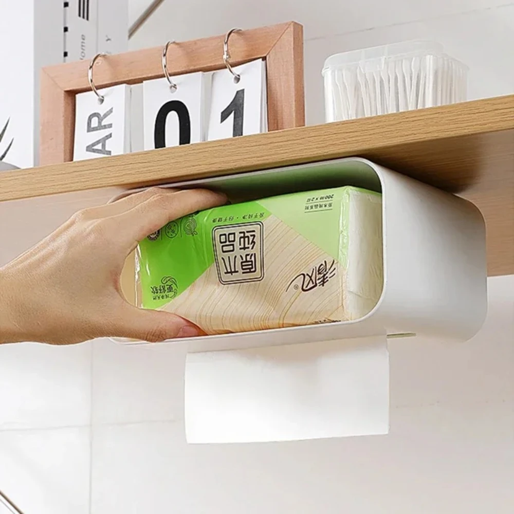 Paper Box Towel Drawer Punch-free Kitchen Home Living Room Bathroom Creative Wall Hanging Tissue Storage Box Bedroom Household