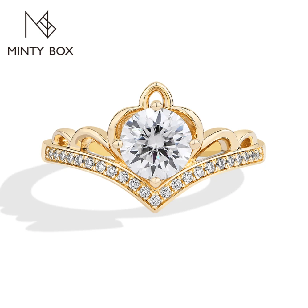 

MINTYBOX 1,0 карата, стерлинговое серебро S925, обручальные кольца с муассанитом для женщин, штабелируемое кольцо с бриллиантами в лаборатории, роскошные свадебные украшения, подарок