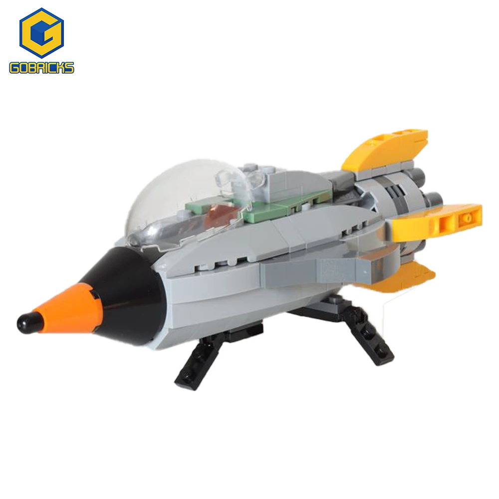 Gobricks moc navio espacial retrô para astronauta retrô cmf de 2017 bloco de construção montar tijolos diy espaçóis educação modelo brinquedo