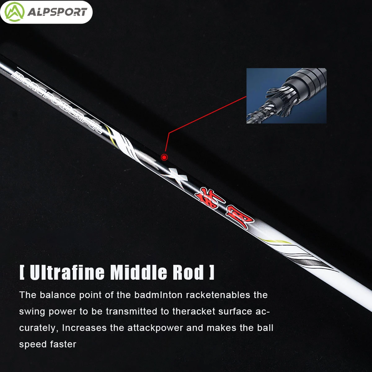 Alpsport ZY 3U T800 Badminton racket Offense Max 38 lbs Imported  100% Professional Carbon Fiber + Titanium Badminton Racket