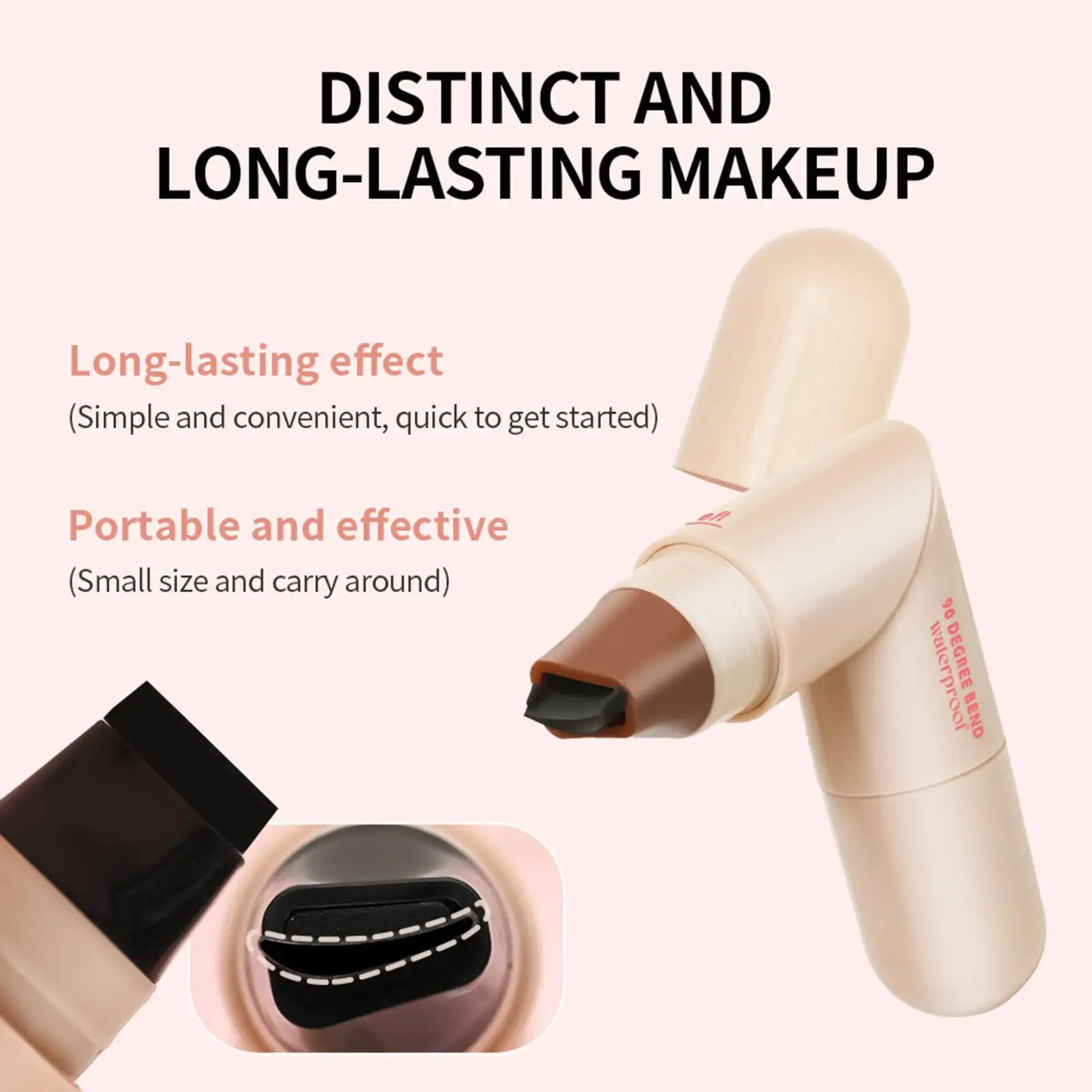 1pc Lazy Integrated Eye liner Stamp Dual-Head Rotatable Precise Outline Seal Lasting Waterproof Fast Drying Liquid Eye Liner Pen