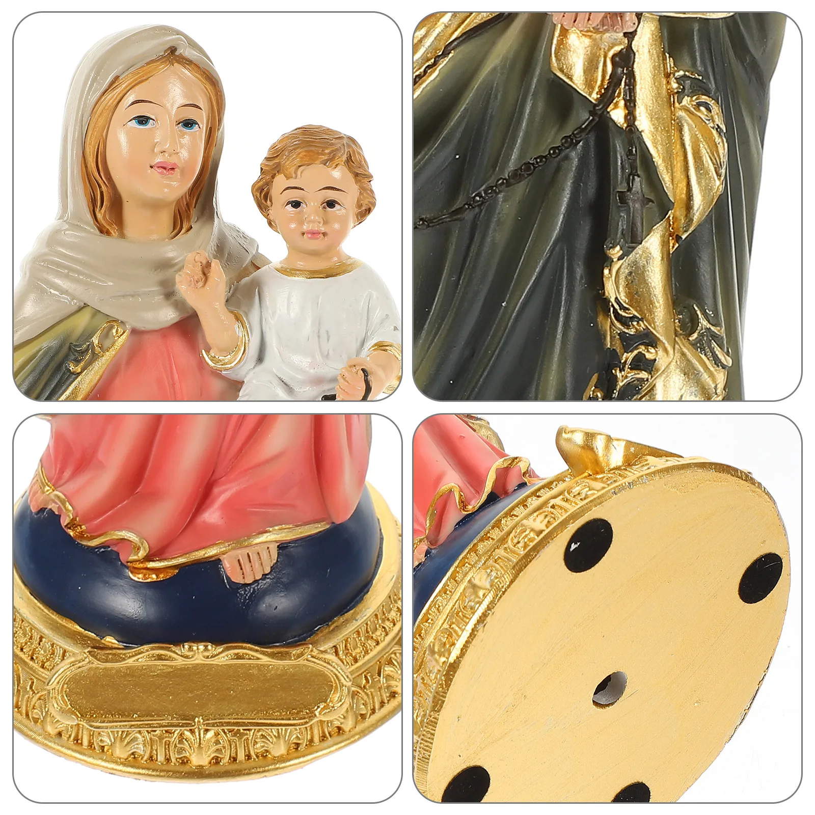 

1pc Resin Virgin Mary Statue Desktop Religious Decoration Small Church Ornament Goddess Decorativeism Miniature Blessing Mother