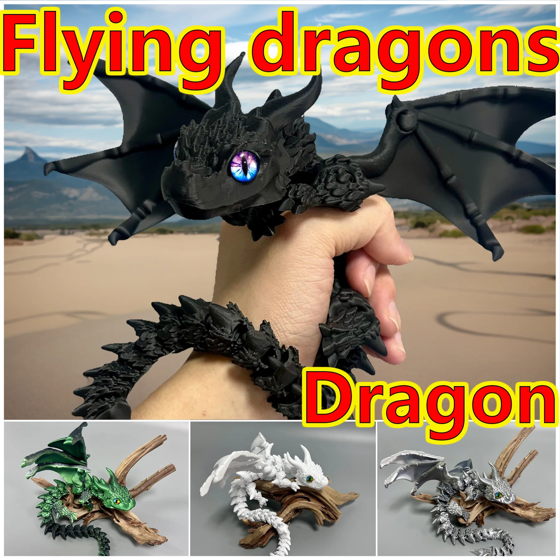 Dragon imprimé en 3D, 39.5Cm/15.55 pouces, articulations mobiles, modèle Animal, décoration de bureau pour la maison, ornement, cadeau, Statue à collectionner