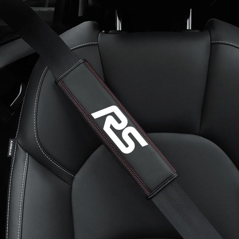 

For Ford Focus MK2 MK3 MK4 Mondeo Fiesta RS Logo Top leather material automotive seat belt cover shoulder protector