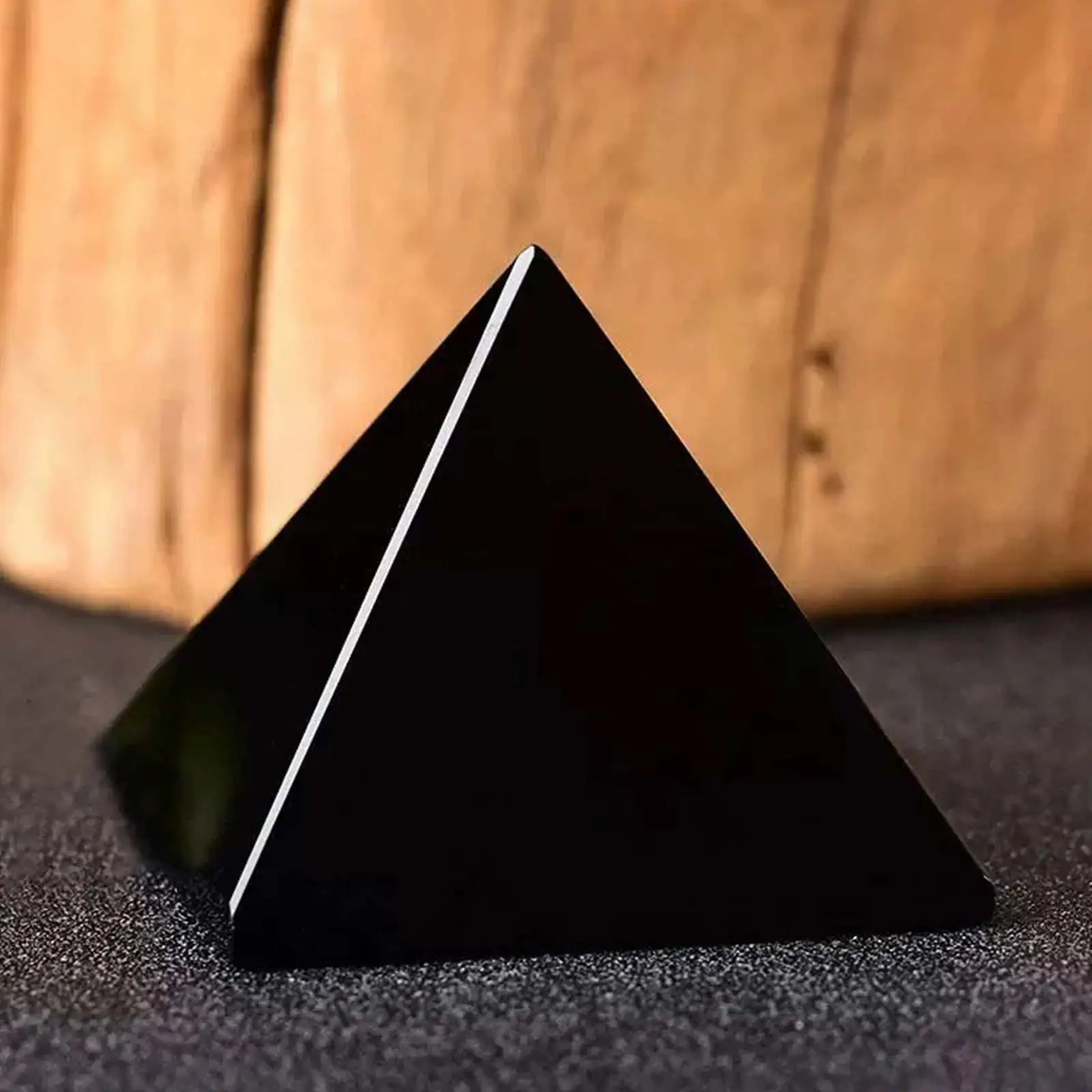Natural Mineral Black Tourmaline Pyramid, Crystal Quartz Black Ore Healed, Mineral Polished Triangular Pyramid