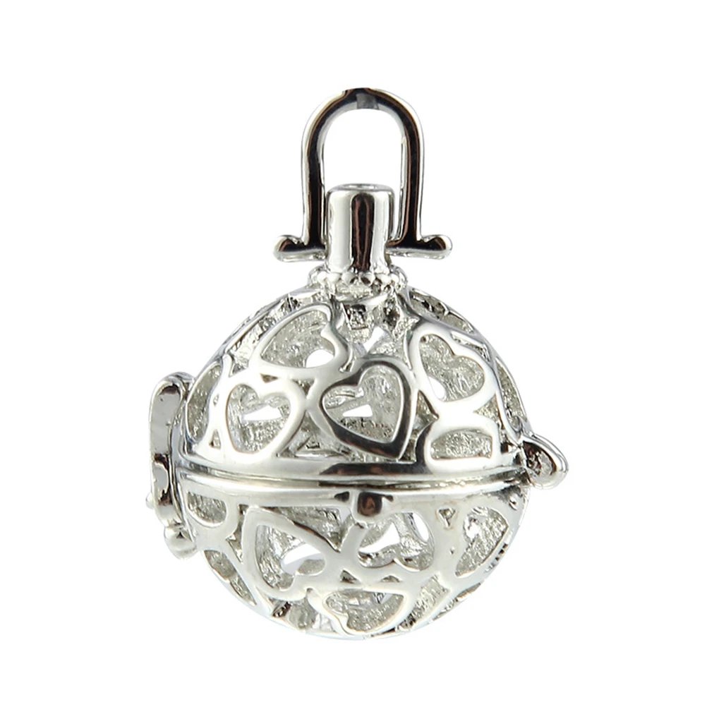 

4pcs Aromatherapy Essential Oil Pendant Alloy Pearl Bead Cage Small Box Charm DIY Jewelry Craft Parts Accessories