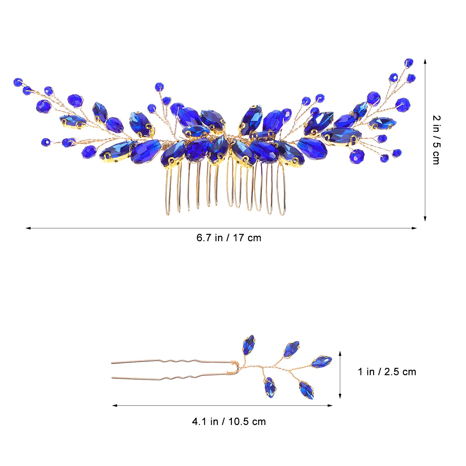 Rhinestone Hair Comb Set – U-Shaped Leaf Design Decorative Hair Clips for Wedding, Bridal & Bridesmaid Hairstyles