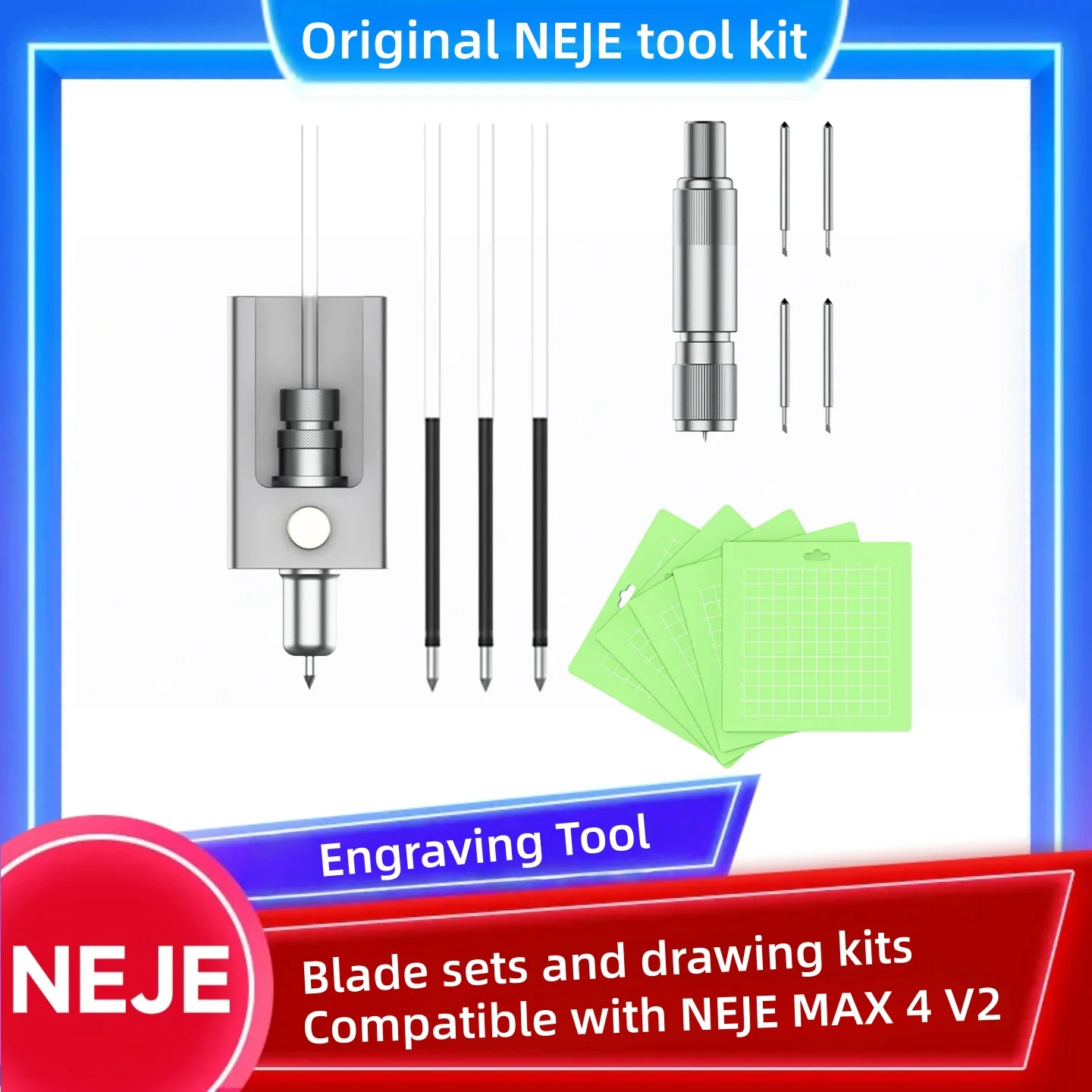 

Original NEJE tool kit including blade, cutting mat, drawing pen and pen holder.engraving accessories multifunctional tools