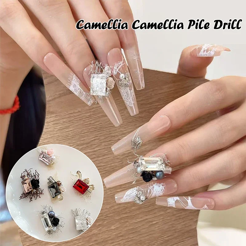1PCS 오간자 3D 스택 네일 아트 라인스톤 파이어 참스 부품 진주 크리스탈 다이아몬드 액세서리 네일 장식 용품