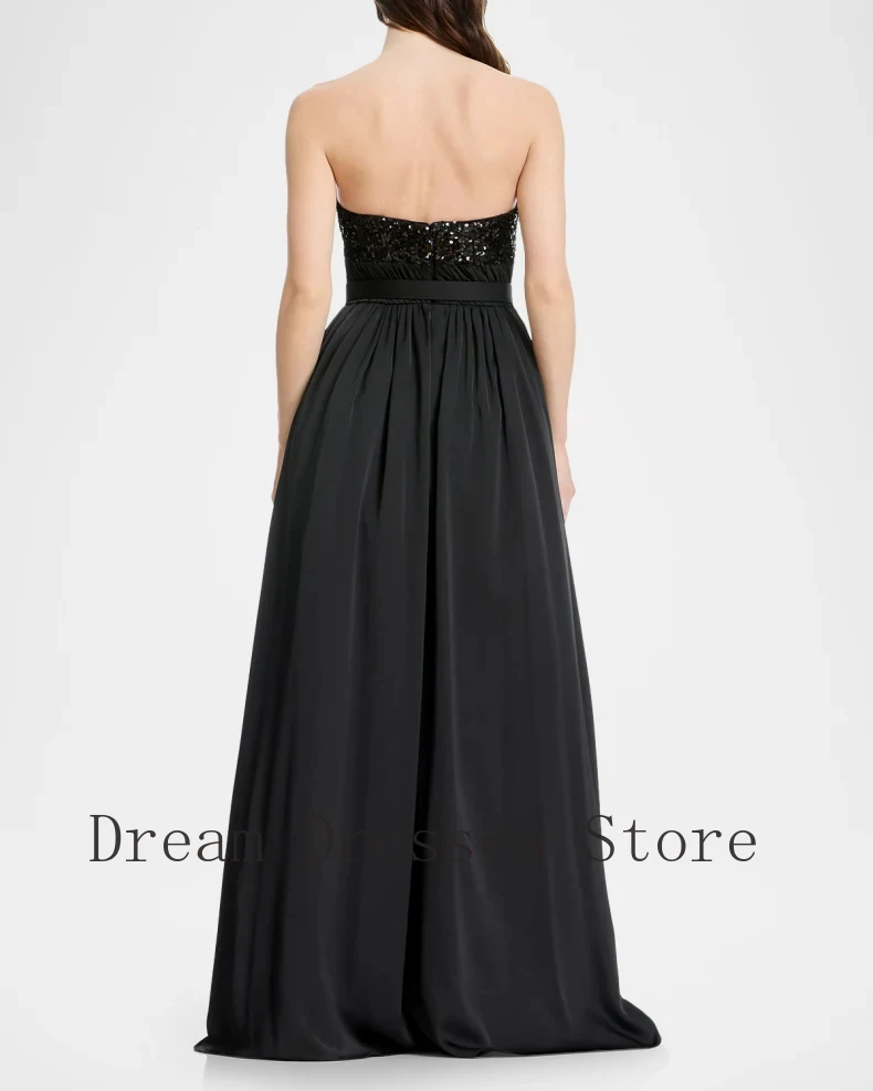 Customized Fashion Jersey Sequined Draped Sash A-line Strapless Long Dresses Bespoke Occasion Dresses Exquisite Sizes Available