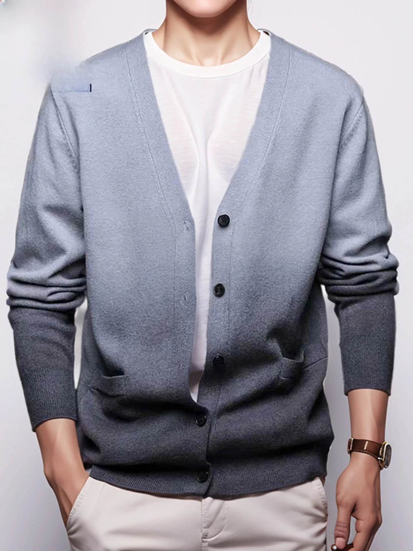 

TUCANO Men's Knitted Cardigan Sweater V-Ne adient Color Casual Faionable Spring Autumn Long Sve Busin Casual