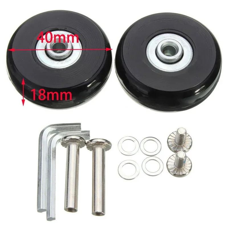 2PCS Black Luggage bag Suitcase Replacement Rubber Wheels Axles Repair Accessories No noise Casters OD 40mm/54mm/60mm/64mm/80mm