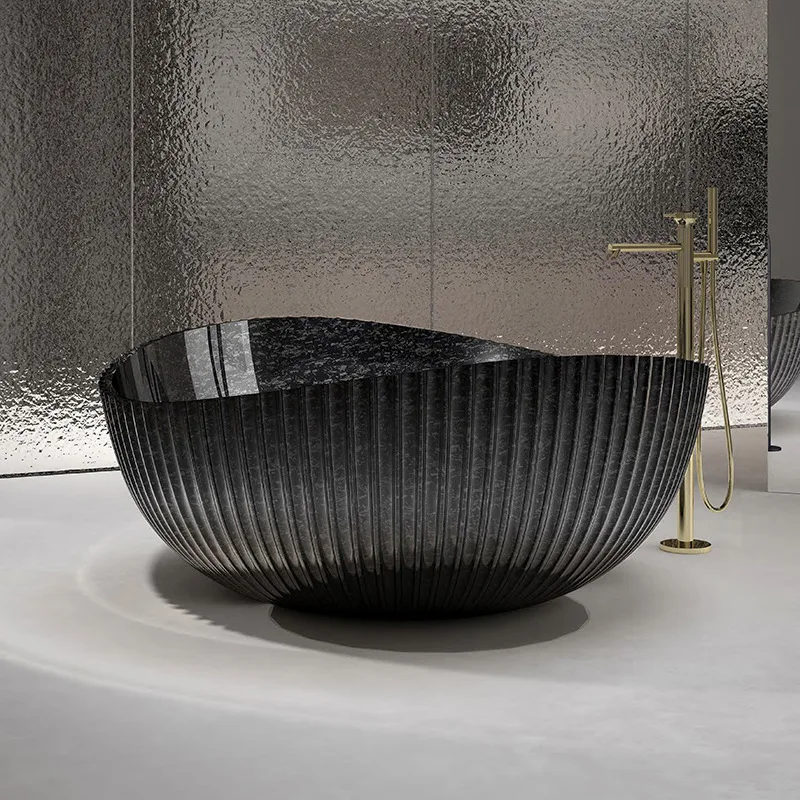 Round high-end carbon fiber bathtub Thin edge household lightweight high hardness scratch-resistant independent bath Hotel bath