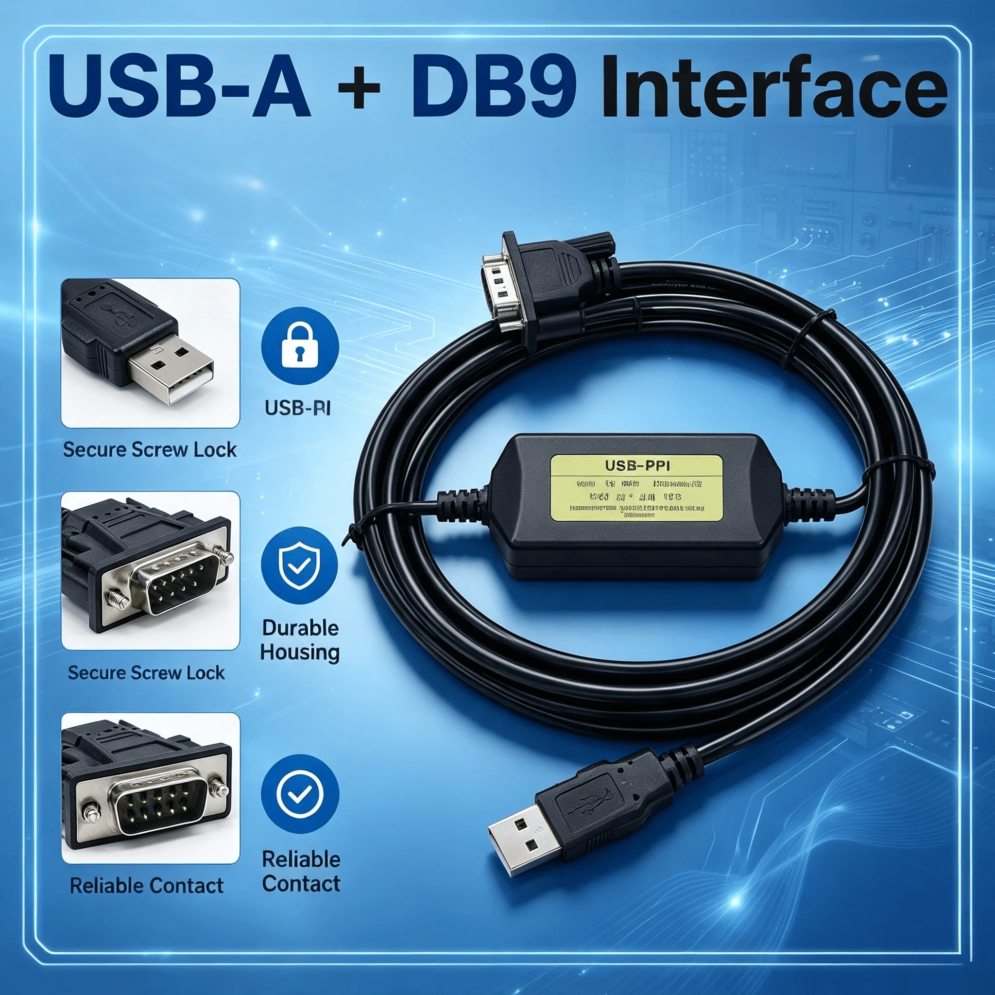 USB-PPI Programming Cable for Siemens S7-200 200CN PLC CPU221 222 224XP 226, 3M USB to DB9 Enhanced Version