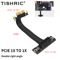 TISHRIC PCIE3.0 1X To X1 Cable 120MM Dual 90 Degree Right Angle PCIE X1 Extension Cable PCI Express 1X High-Speed Extender 8Gbps