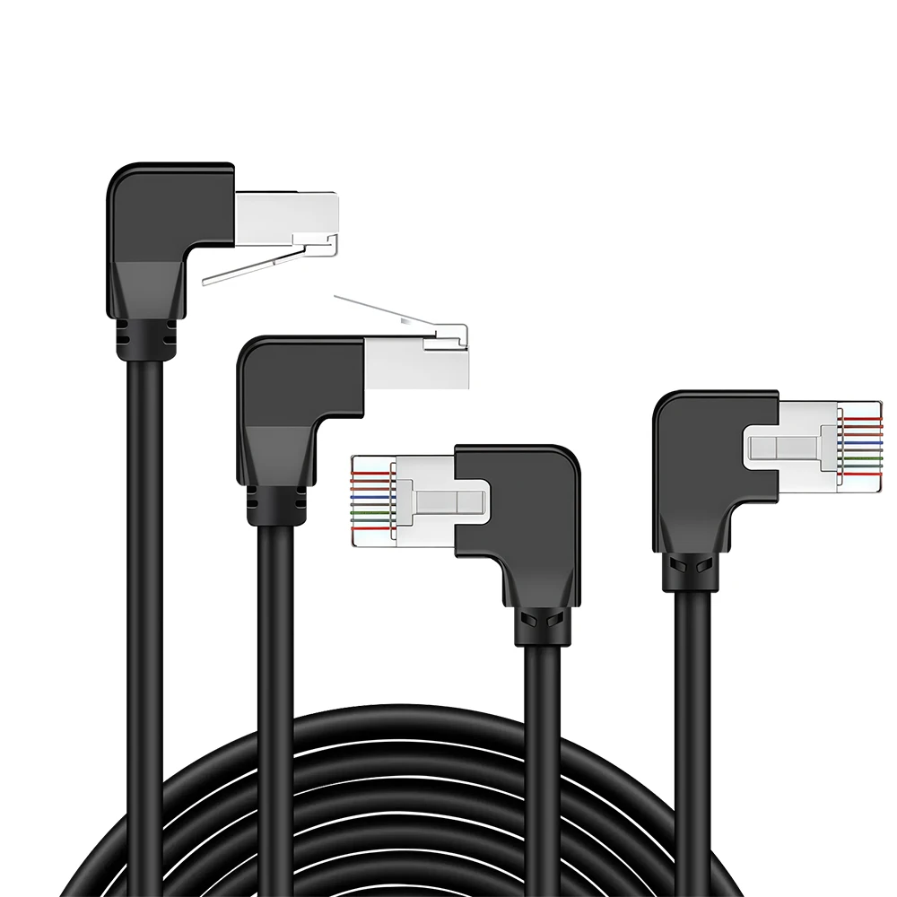

RJ45 2M/3M/5M Black Network LAN Patch Cable Angle CAT6A Sftp Double ShieldedIndustrial Network Cables