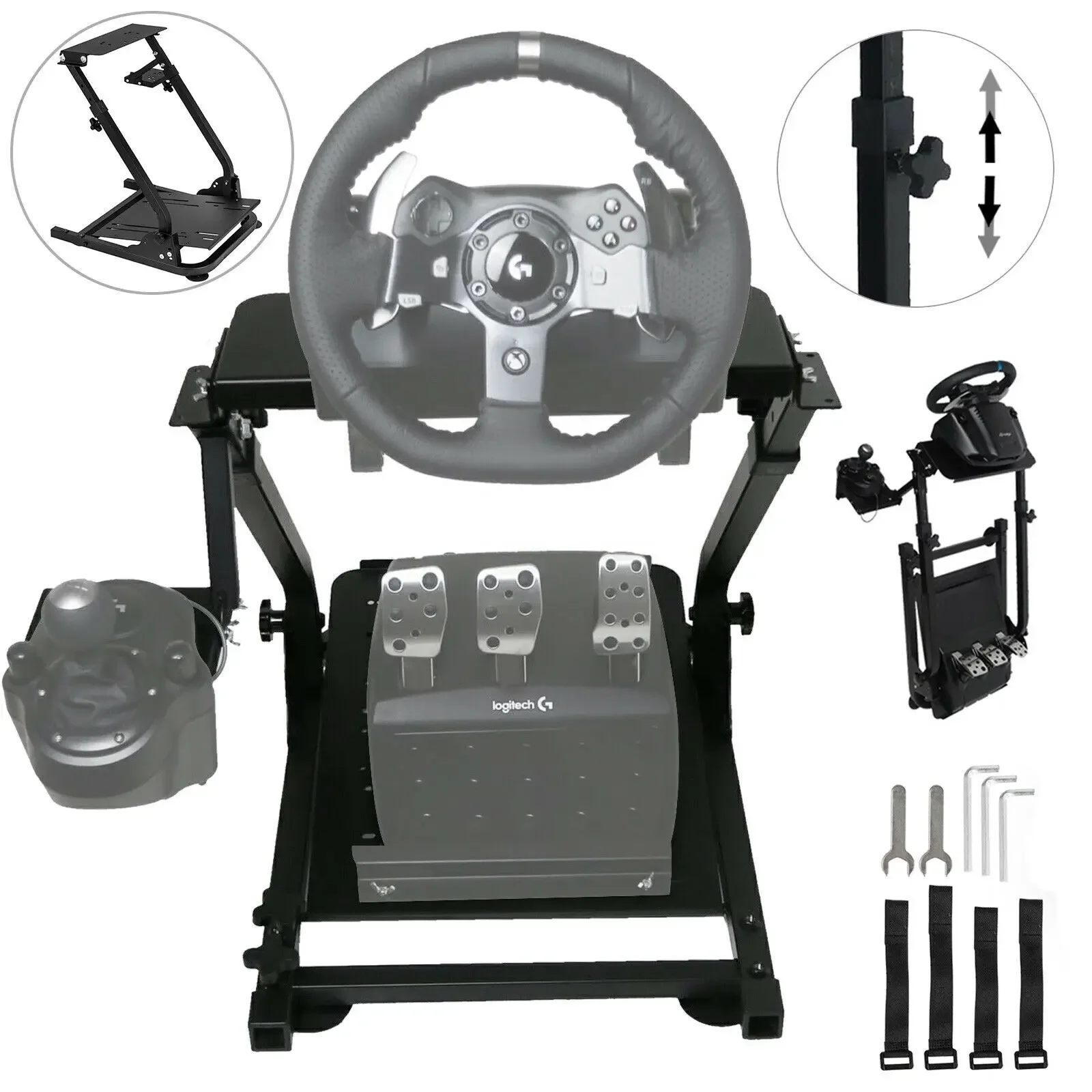 VEVOR Race Steering Wheel Support for Logitech G25 G27 G29 and G920 Folding Steering Wheel Stand