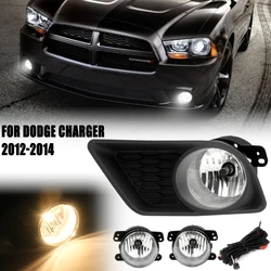 Front Bumper Fog Lamp Upgrade Kit FOR Dodge Charger 2012 2013 2014 Version Additional Foglight Set Switch + Wiring