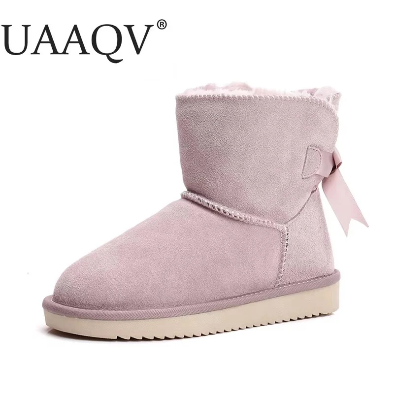 New Fashion Women Warm Snow Boots Winter Boots 100% Genuine Cowhide Leather Women Boots Ankle Shoes Size 35-44