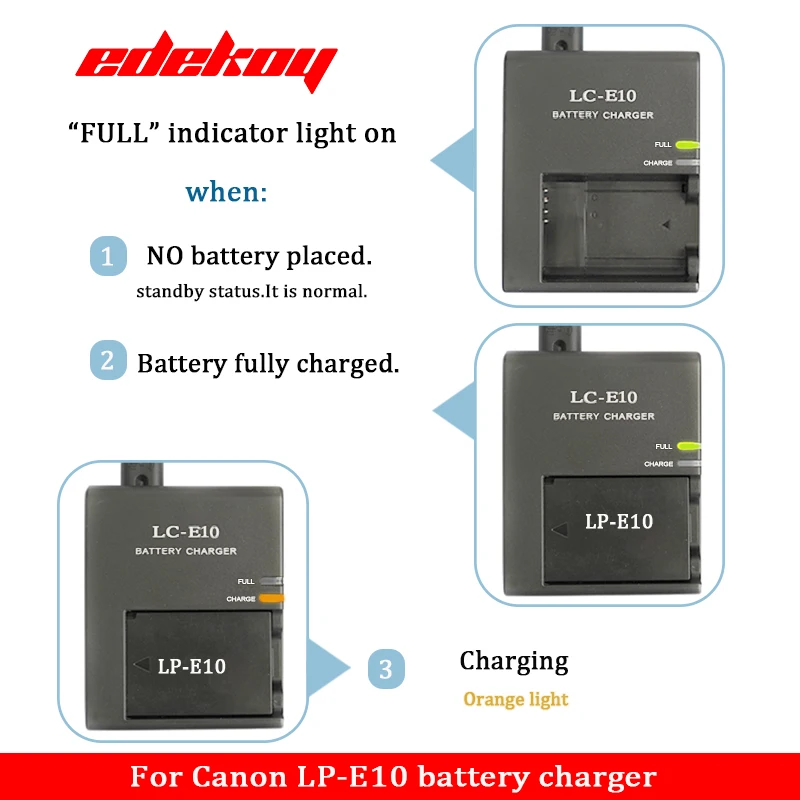 LC-E10/E LC-E10C BATTERY CHARGER For Canon LP-E10 EOS 1100D 4000D 3000D 1200D 1300D 1500D kiss X50 Rebel T3 EU Standard Plug