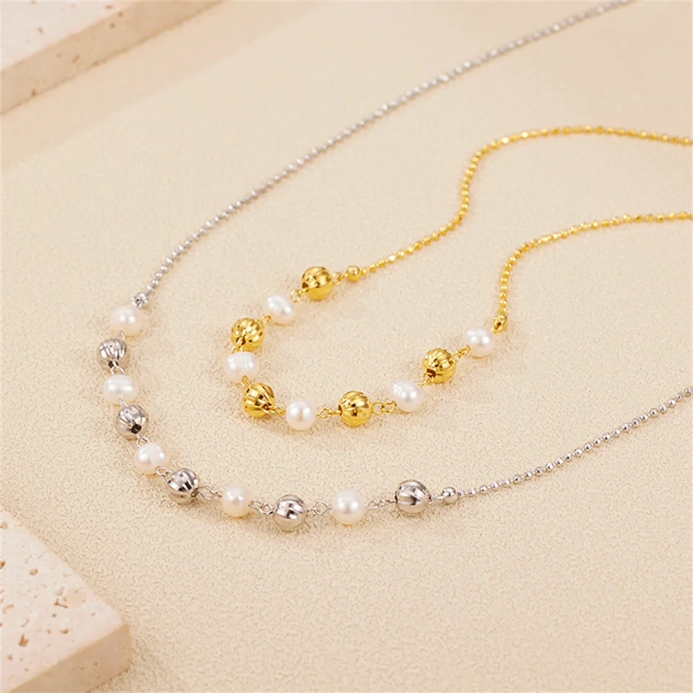 

Korean Sliding Collarbone Chain, S925 Silver, Irregular Baroque Pearl Niche Design Women's Necklace