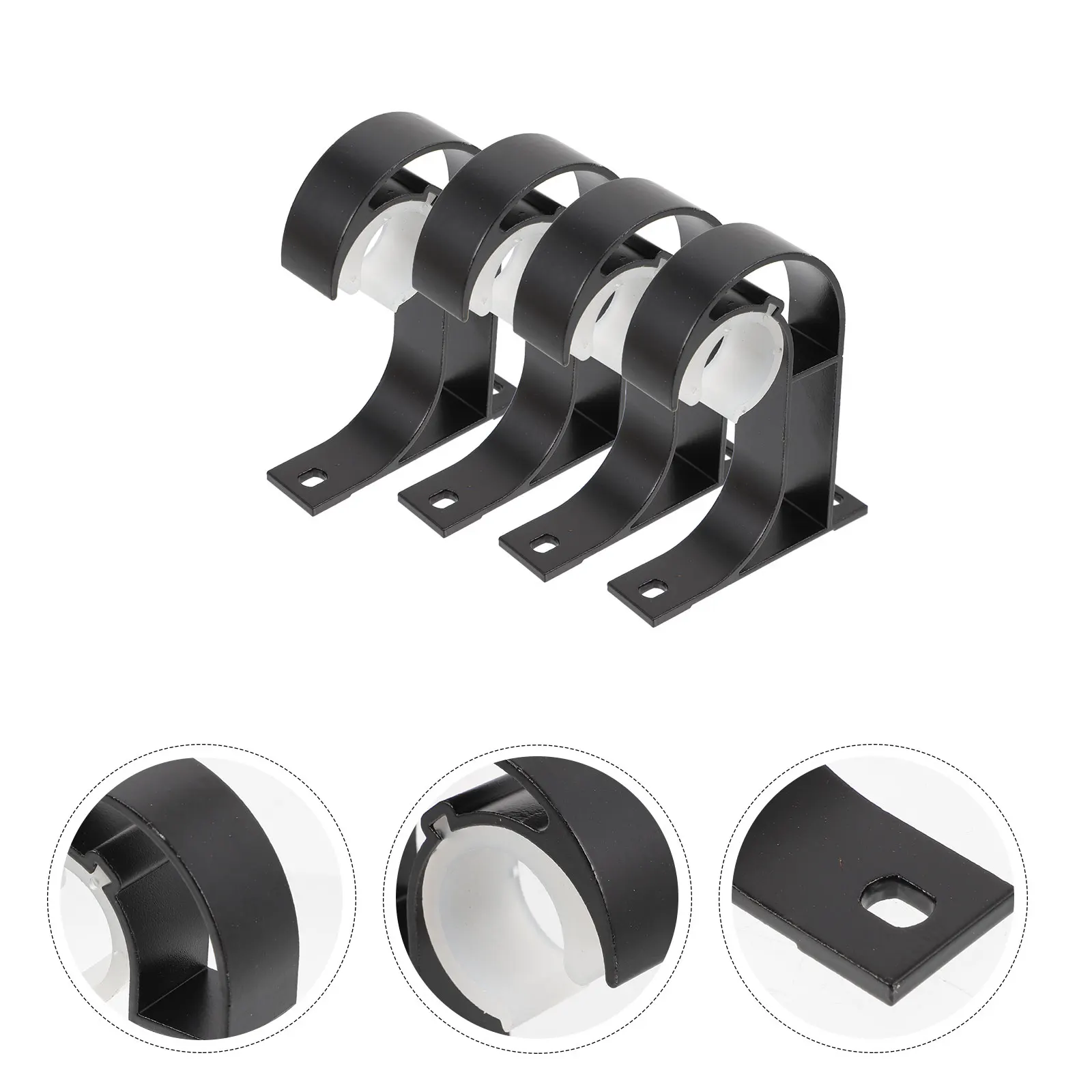 

4pcs Aluminum Alloy Curtain Rod Brackets Sturdy Wall Mount Holders For Heavy Drapes Hooks Home Decor Hardware Accessories
