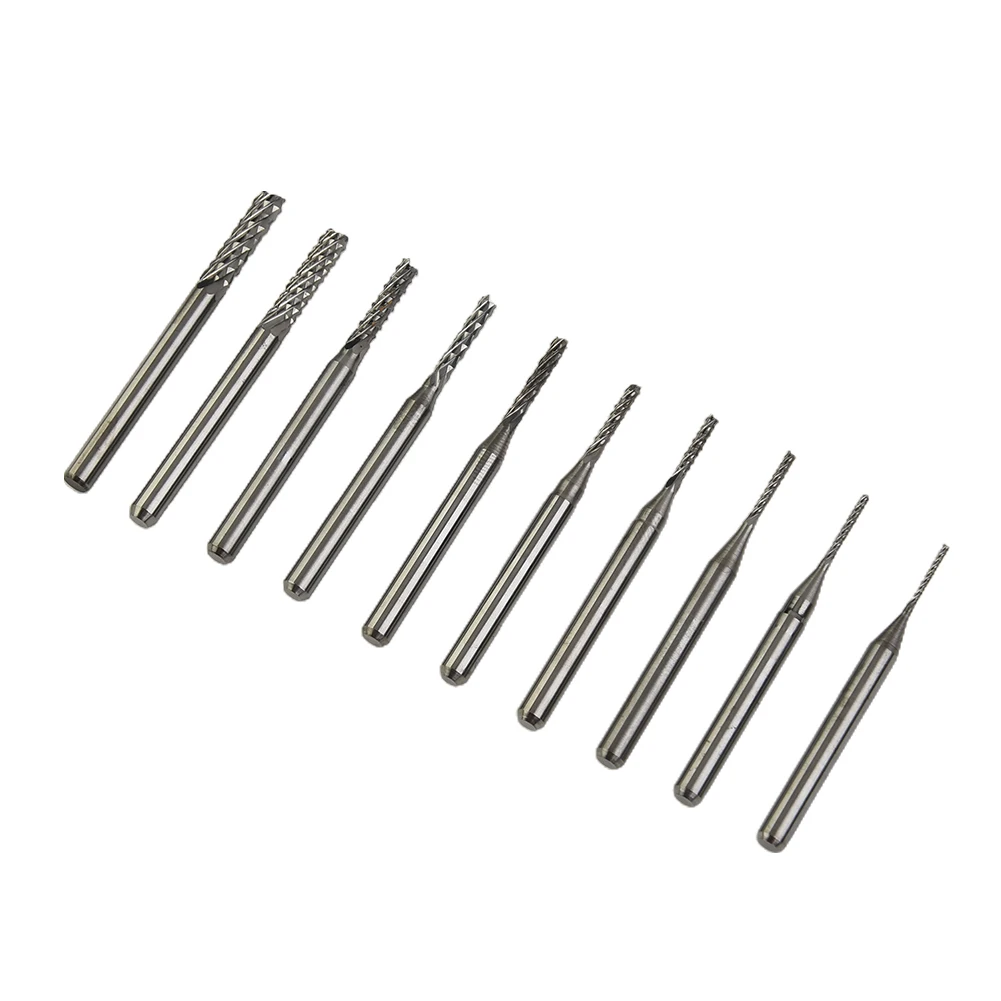 10PCS 0.8-3.175mm PCB Engraving Rotary Drill bit End Mill Tool Cemented carbide 1/8\" Set Cutter CNC Ark Brand new