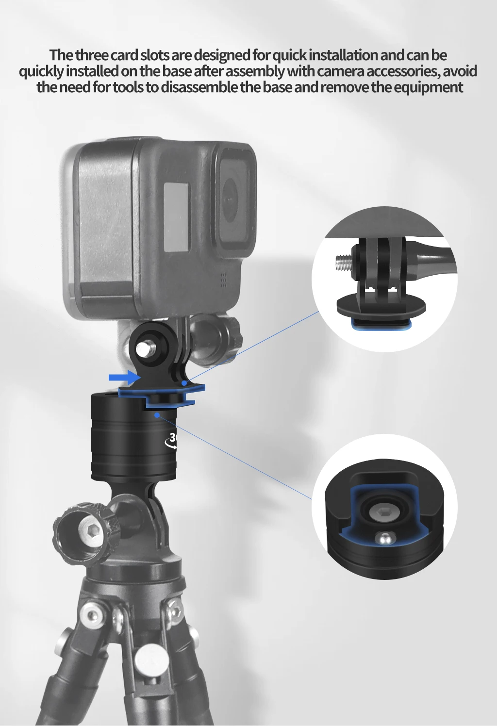 360 Grad drehbarer drehbarer Stativhalterung-Adapterhalter für GoPro 13 12 Insta360 Verlängerungsarmhalterung Action-Kamera-Zubehör – Detail 8