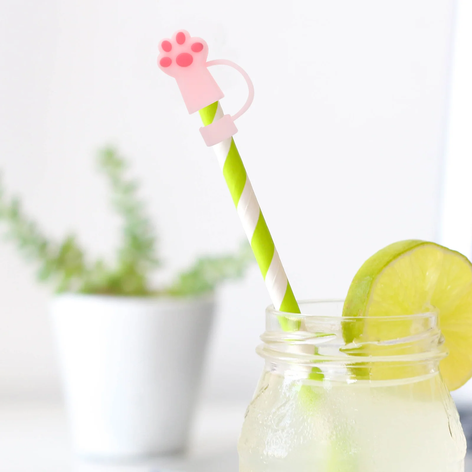 

3pcs Silicone Straw Covers Bear'S-Paw Shape Reusable Dust Plug For Milk Tea Smoothie Drinking Accessories Bar Tool Supplies