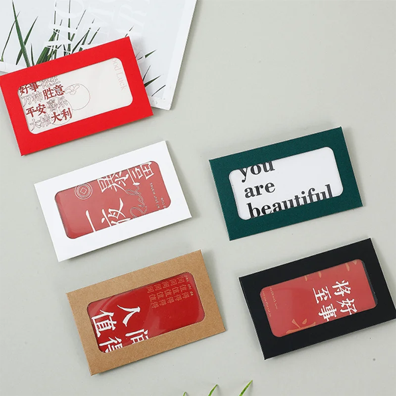 Sobres de almacenamiento para tarjetas postales, 100 piezas, 10x6cm, papel Kraft en blanco, Mini sobres de ventana, sobre de regalo