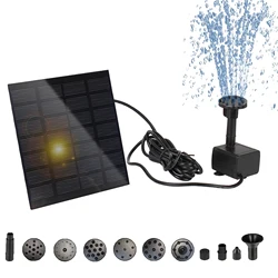Solar Fountain Pump, DIY Outdoor Solar Water Pump with Multiple Nozzles, Solar Powered Pump for Bird Bath, Ponds, Garden and Ot