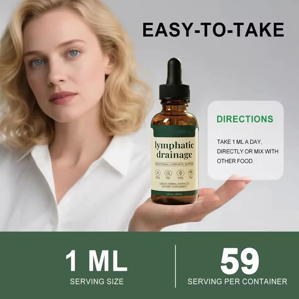 59ml Lymphatic Drainage Drops Natural Herbal Formula Toxin Elimination Swelling Relief Lymph Support Liquid Gentle Care