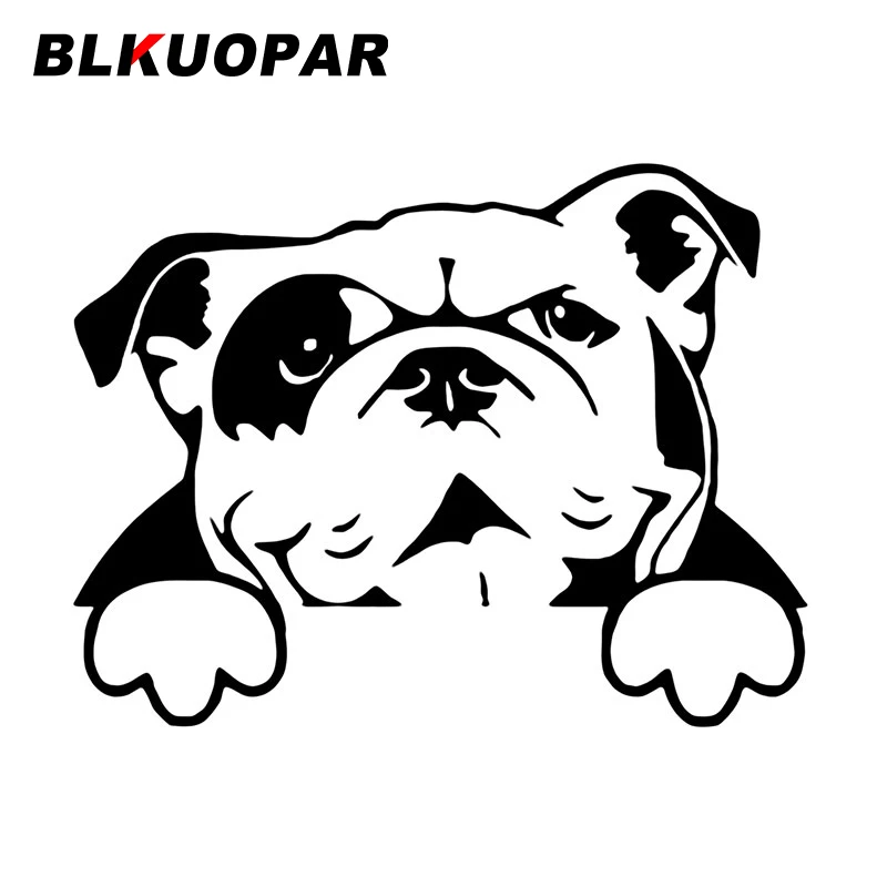 BLKUOPAR Bull Dog Peeking Silhouette Car Stickers Personality Decal Waterproof Die Cut Trunk Refrigerator Car Decoration