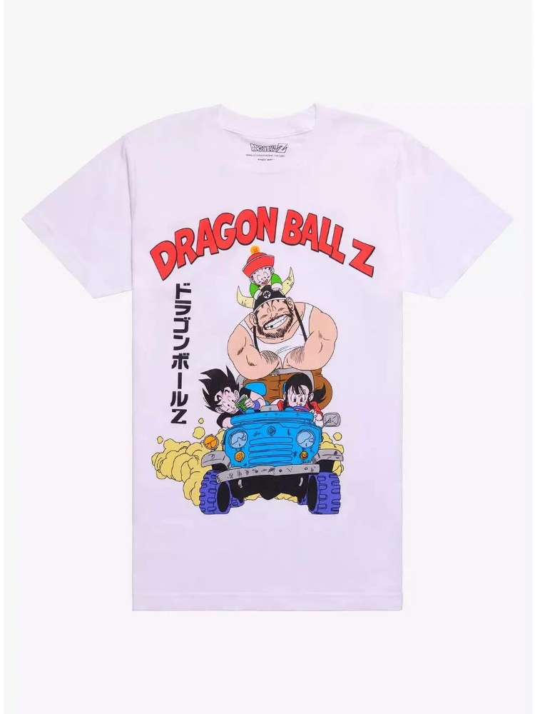 Bandai 2026 Neues Dragon Ball Z Group Drive Car Print Hochwertiges Herren-Kurzarm-Eltern-Kind-Plus-Size-loses T-Shirt