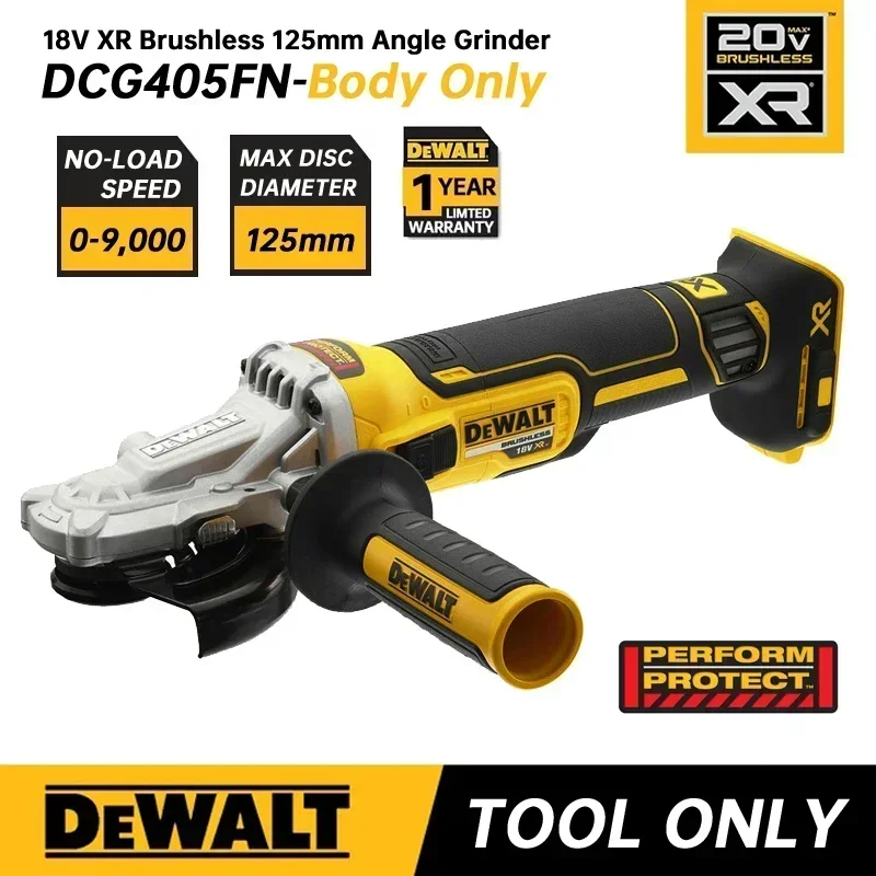 DEWALT DCG405FN Angle Grinder 20V Brushless Motor Cutting Machine 125mm Rechargeable Cordless Handheld Polishing Machine