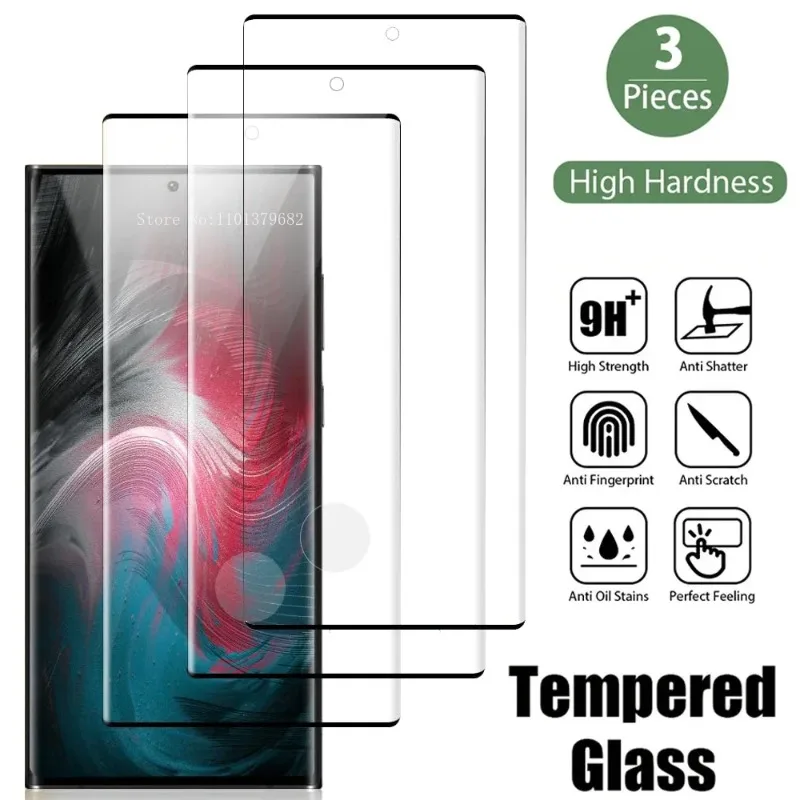 3PCS Full Curved Tempered Glass ForSamsung Galaxy S24 S23 S22 S21 S20 Plus Ultra Screen Protector film For Samsung S20 Glass