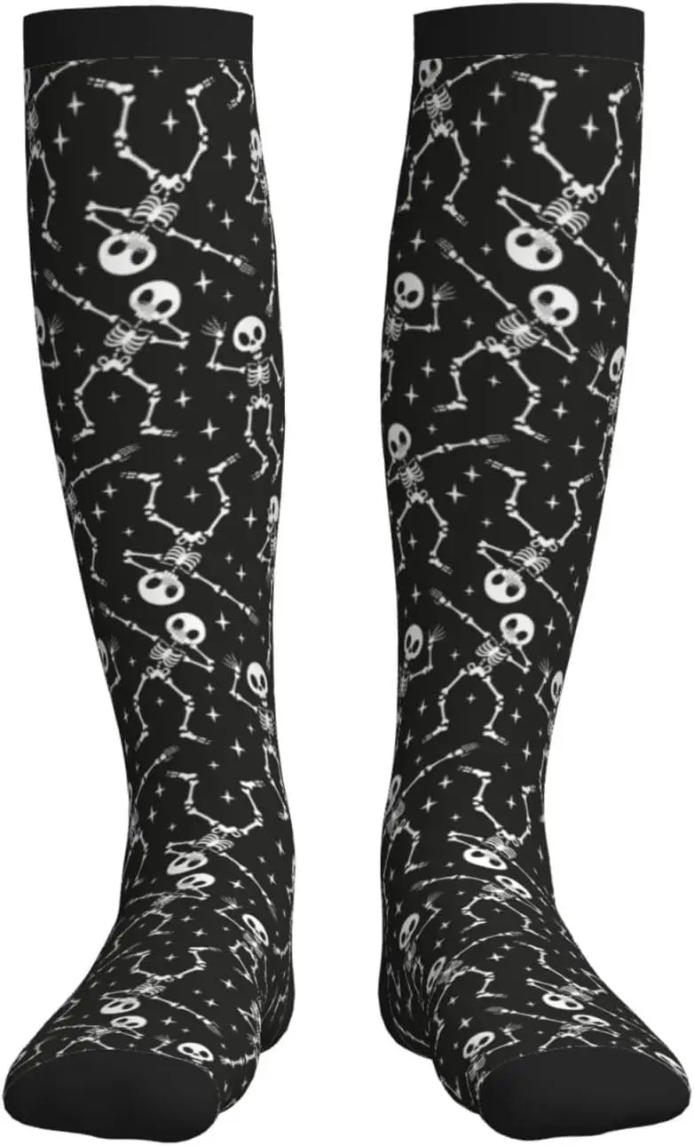 Meias de compressão Dancing Skull Day of Dead para mulheres e homens 15-20mmHg-Circulation Support Socks para corrida atlética e ciclismo