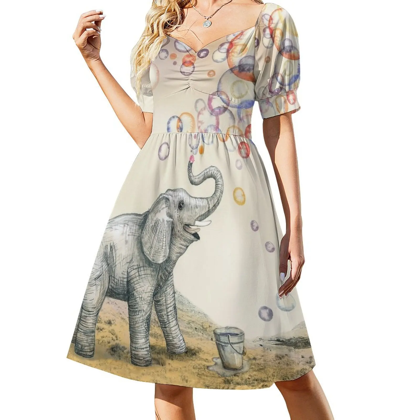 

Elephant bubble dream Short Sleeved Dress Casual dresses Women's summer skirt dress dresses Dress