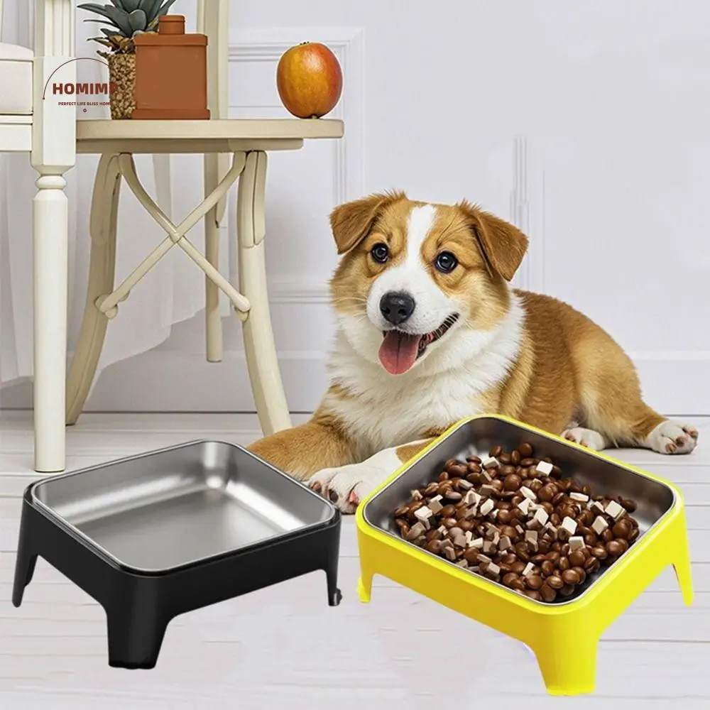 

Large Capacity Stainless Steel Dog Bowl Neck Protection Anti-slip Pets Food Water Bowls Anti-knockover Dogs Bowls Home