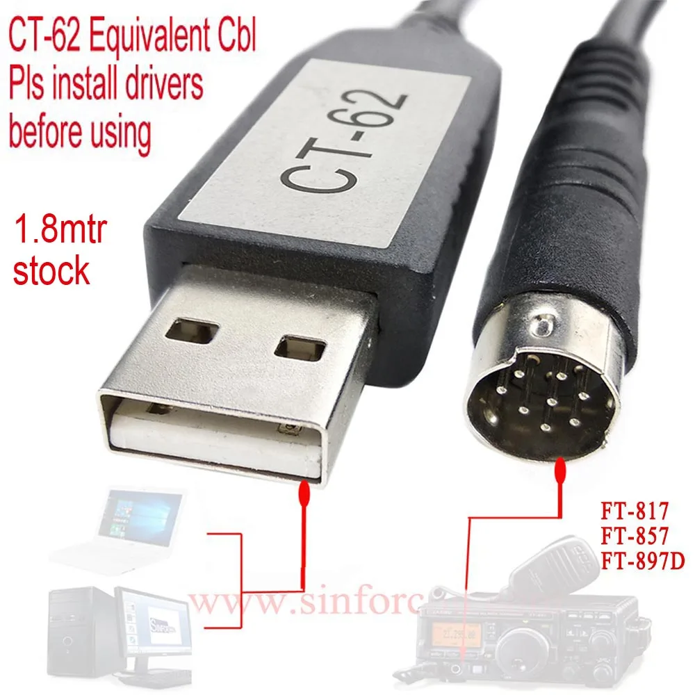 

USB-MD 8P для FT-817/818/857/897D Кабель Yeasu Radio CAT CT-62 Интерфейс ПК/кабель программ