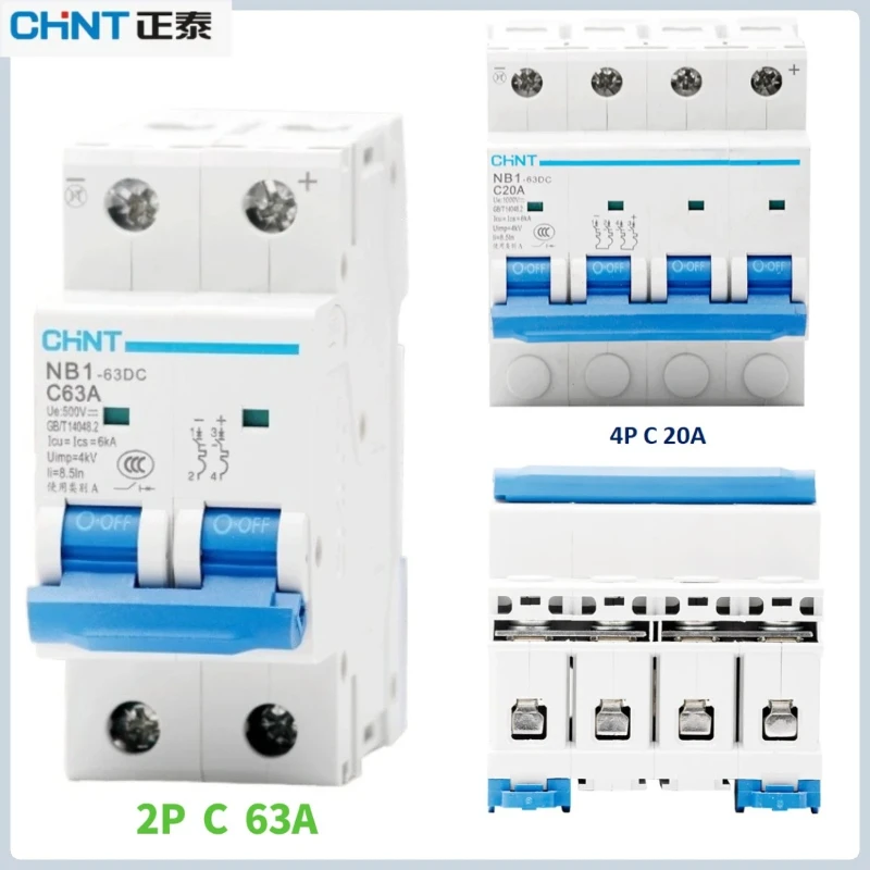 

Chint NB1-63DC PV Dedicated DC Circuit Breaker - 10A-63A 2P/4P, DC 500V/1000V, 6kA Breaking Capacity