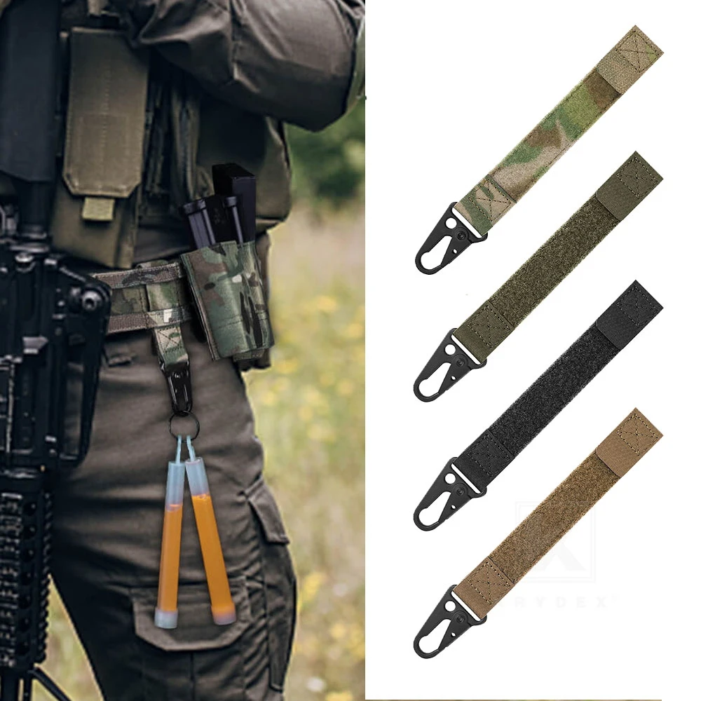 KRYDEX Tactical Utility Hook Keychain Key Holder Belt Keeper Gloves Carabiner Chemstick Clip Outdoor Camping Accessory