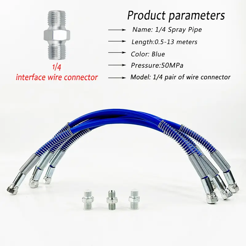 Blue Double Layer Braided Spray Pipe 5800PSI 1/4 inch 0.5M-13M Super Strong Airless Spray Nozzle Spare Parts Connection Pipe - Image 3
