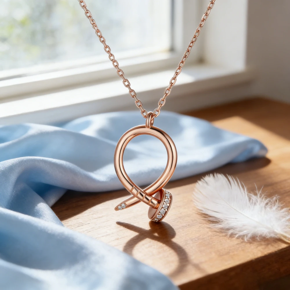 

Trendy 2026 Elegant Classic Nail Pendant Necklace with Sparkling Accents for Women Fashion Jewelry Gift