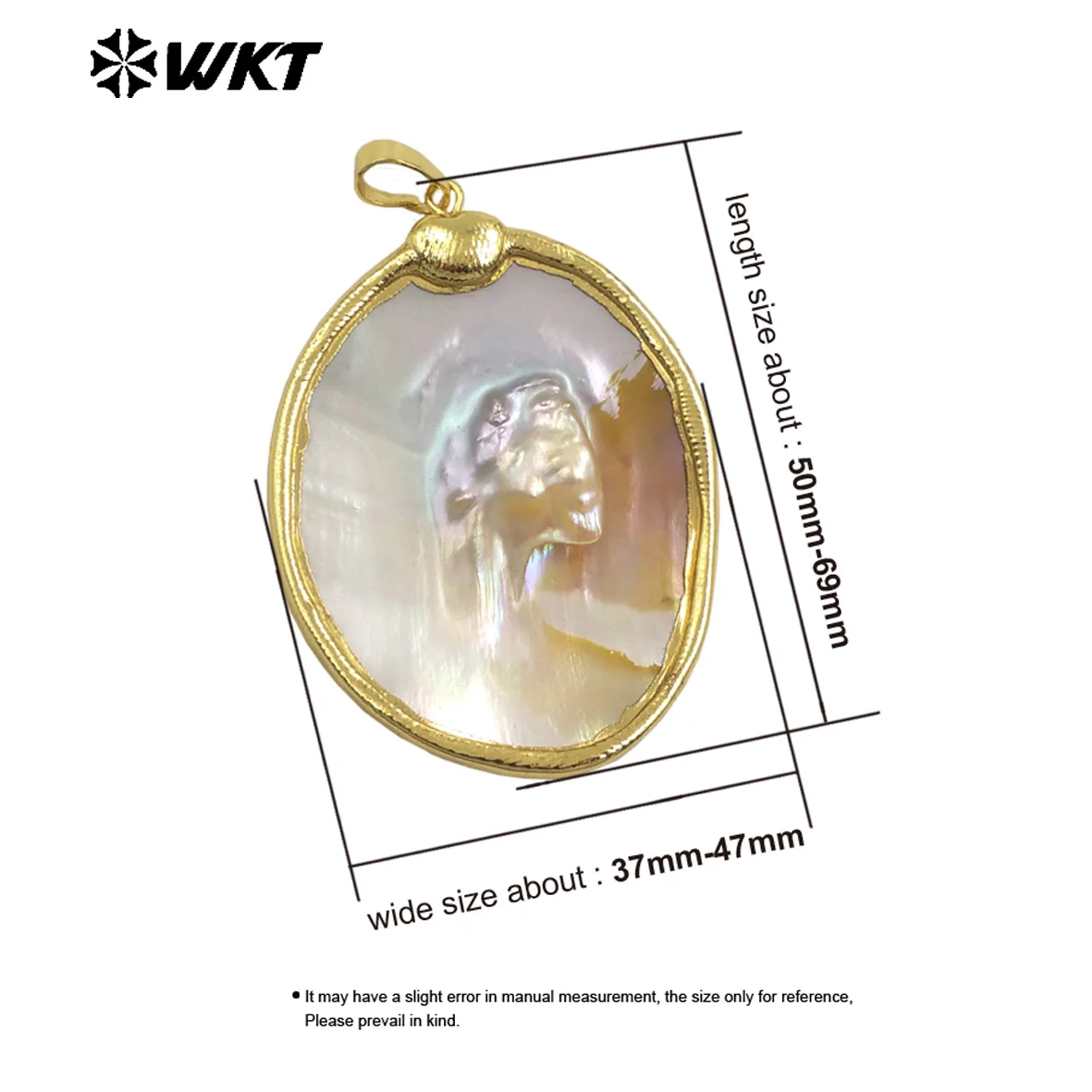 WT-JP410 Wholesale Exquisite Natural Mother Of Pearl Pendant For Jewelry Handmade Design With Gold Plated Random Shape