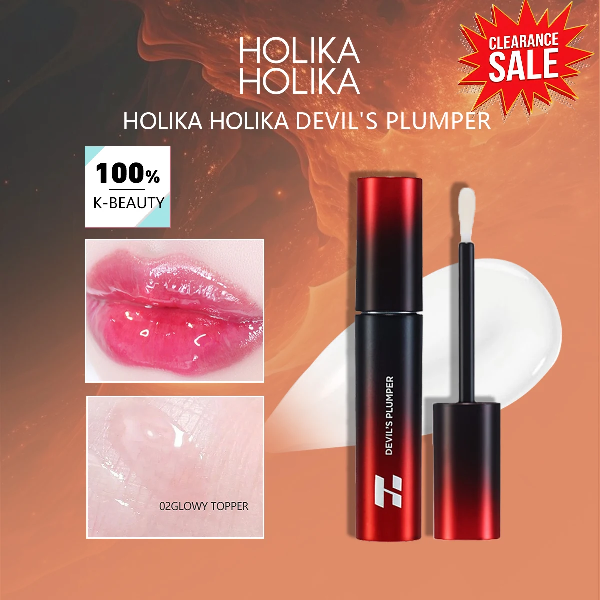 [Oferta de Liquidación] HOLIKA HOLIKA Devils Plumper 02 Hellfire Glow Topper, Larga Duración, Ligero y No Pegajoso, K-Beauty, Maquillaje Coreano