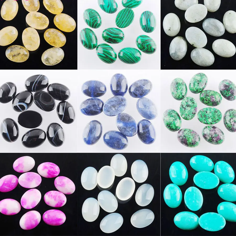 10Pcs/lot Natural Gemstones Amazonite Oval Cabochon CAB Beads No Hole 13x18x5mm Ring Jewelry Make BU803