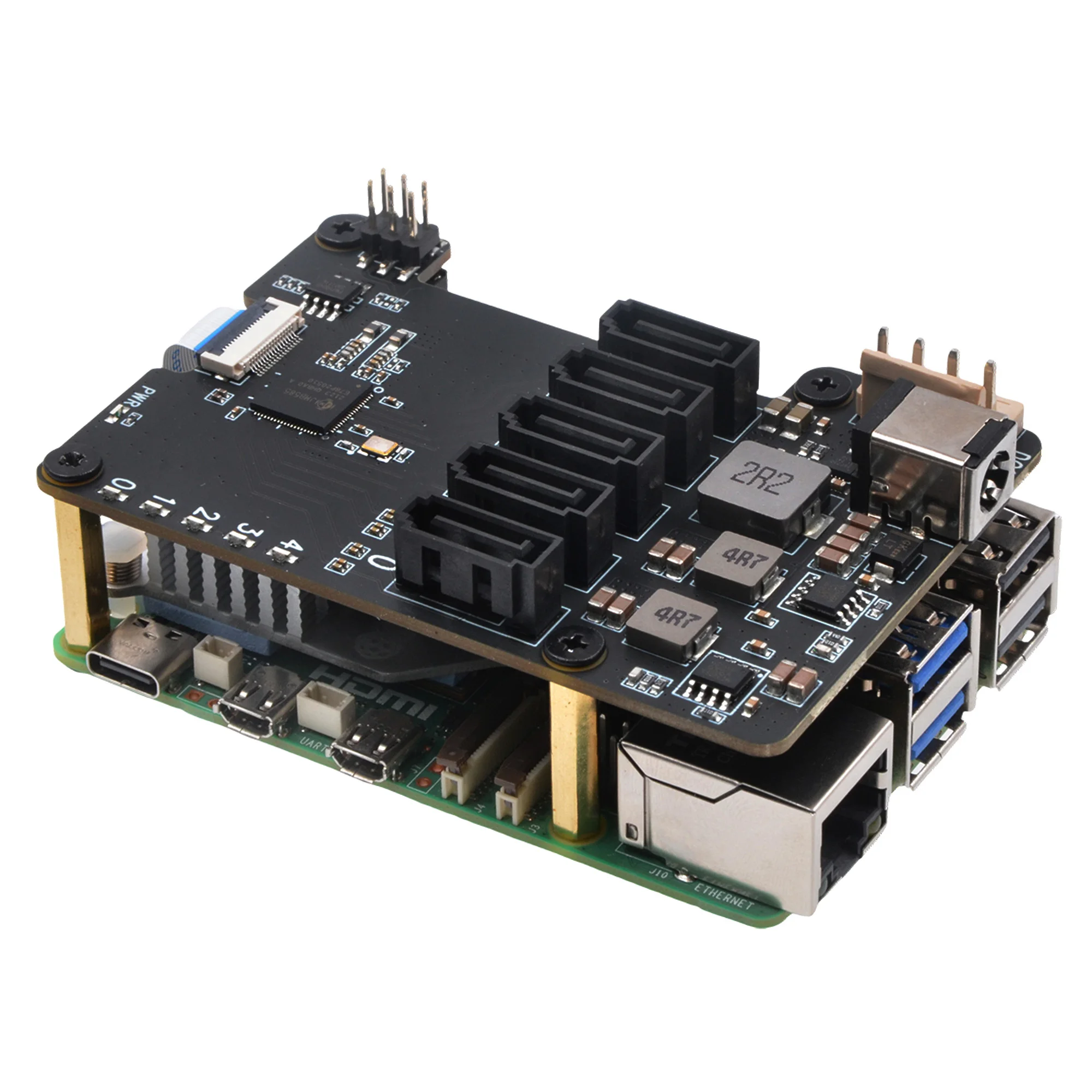 Geekbord X1009 PCIe to 5-Port SATA Shield for Raspberry Pi 5