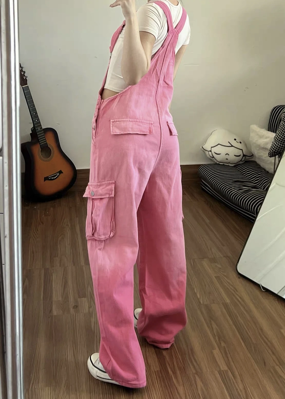 2026 Spring/summer New Women's Denim Jumpsuit Loose Casual Pink Overalls